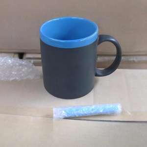 Juego de Tazas de Café HARVIT de 11 oz <span class=keywords><strong>con</strong></span> Diseño de <span class=keywords><strong>Pizarra</strong></span> en Blanco, <span class=keywords><strong>Taza</strong></span> de Cerámica para Tiza, Tazas de Cerámica Negras - Product Image 2