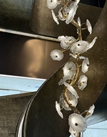 Lustre en verre spiralé personnalisé de luxe avec branche en cuivre, LED E12, hauteur réglable, pour hall d'hôtel, villa, plafond haut, moderne