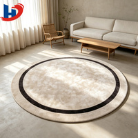 Tapis HJ Premium fait main 100% laine, style moderne minimaliste, bordure noire, insonorisant, ignifuge, pour un luxe optimal
