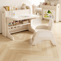Muebles de plástico para guardería, escritorio y silla para niños pequeños, mesa y juego de muebles para niños
