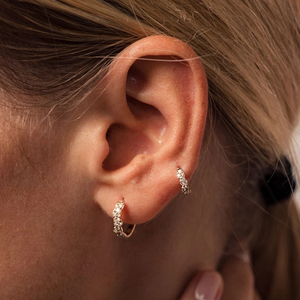 CANNER Boucles d'oreilles créoles Huggies classiques simples plaquées or 18 carats, hypoallergéniques, 100 % argent sterling S925, zircone 5A - Product Image 5