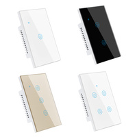 Interrupteur intelligent Wi-Fi LEDEAST DS-121BW-2 Tuya Smart Home à 2 boutons avec panneau en verre, compatible Google Alexa, interrupteur intelligent US