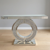 Table console moderne et contemporaine de luxe en verre miroir avec bois MDF pour salon, entrée, maison, hôtel, villa