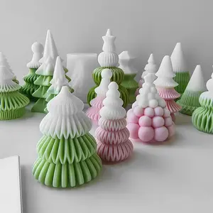用于蜡烛制作的3D圣诞树蜡烛模具圣诞松树硅胶肥皂模具