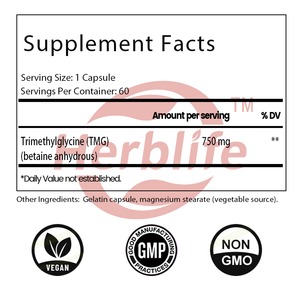 Cápsulas TMG de Marca Privada - Suplemento Dietético para el Apoyo del Hígado, Bienestar del Corazón, Niveles de Energía, TMG con Betaína Anhidra, Vegano - Product Image 4
