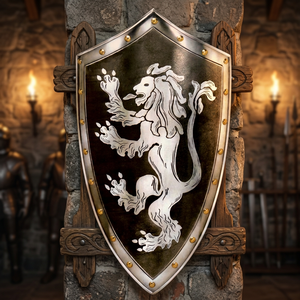 Bouclier de protection pour chauffage Lion Rampant, Chevalier Guerrier, Acier, Bataille, Templier - Product Image 1