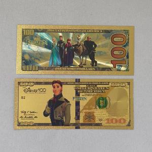 Billet de banque plaqué or sur le thème de La Reine des Neiges, Elsa et Anna, pièce de collection, idée cadeau unique pour enfants pour anniversaires et fêtes - Product Image 5