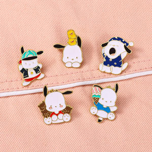 Fabricante YINI, venta al por mayor, alfileres de aleación de Zinc impresos de perro de dibujos animados Kawaii personalizados, 5 uds., lindas insignias de estilo esmaltado para atuendo/bolsa - Product Image 1