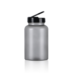 Botella cilíndrica de PET mate de 250 ml, color gris, para envasado industrial de medicamentos, con tapa de rosca y serigrafía. - Product Image 6