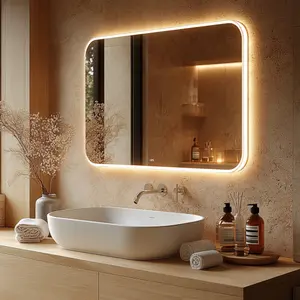 مرآة حديثة ممتازة LED صالون سبا واستوديوهات مرآة قابلة للتخصيص على شكل زجاج مرآة مع وظيفة التبديل باللمس - Product Image 4