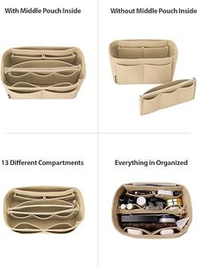 Nhà Máy Cảm Thấy Ví Tote Túi Tổ Chức Chèn Với Dây Kéo Đa Túi Phụ Nữ Túi Xách Tổ Chức - Product Image 3