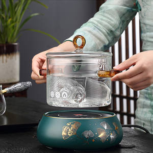 ストーブ用透明ガラスのシマーポットポプリ調理用鍋鍋カバー付き調理器具セット耐熱性Stovetopポットと蓋付きパン - Product Image 3