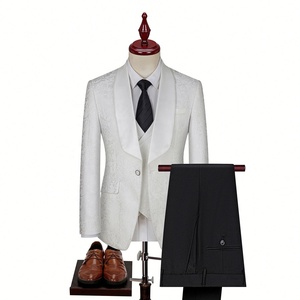 Completo <span class=keywords><strong>da</strong></span> Uomo di Alta Gamma in Jacquard ad Alta Densità, Stile Britannico per Matrimoni, Abito <span class=keywords><strong>da</strong></span> Cerimonia con Gilet e Pantaloni, Set Tre Pezzi - Product Image 4