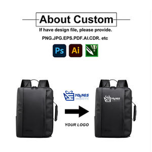 Logotipo personalizado multifunción impermeable PU poliéster portátil <span class=keywords><strong>mochila</strong></span> de viaje de negocios cierre de cremallera diseño elegante cojín de aire - Product Image 6