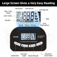Alat Ukur Kekuatan Genggaman Portabel 265Lbs/120Kg Dinamometer Tangan Digital Pengukur Kekuatan Genggaman Layar LCD USB Dinamometer Genggaman Tangan