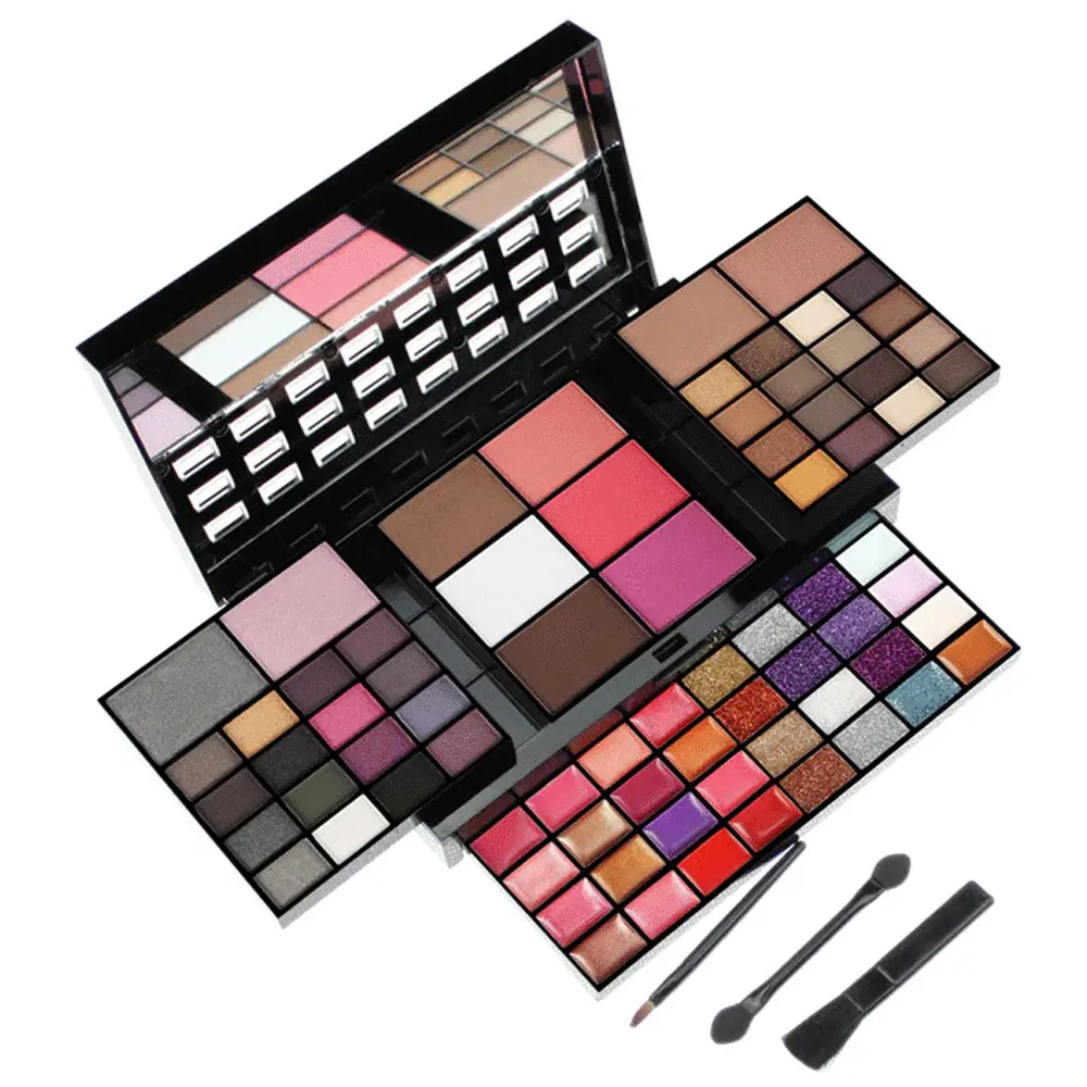 Cross-border make-up 74 cores sombra chalota brilho Eyeshadow Disc Lip Gloss Blush Foundation kit combinação