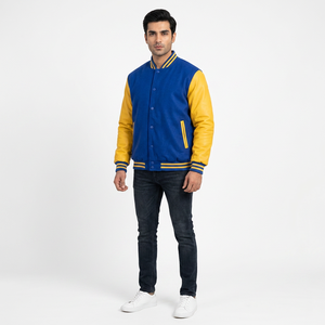 Chaqueta Universitaria para Hermandades y Fraternidades, Estilo Letterman, Cuello Alto, Logotipo Bordado en la Parte Delantera, Logotipo de Chenille, Puños Acanalados, Bolsillo, Personalizable - Product Image 1