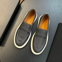 Mocassins en cuir grainé de style designer JJW de haute qualité pour hommes, chaussures décontractées à enfiler avec plateforme, chaussures de ville à semelle épaisse blanche