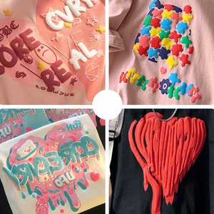 เสื้อยืดพิมพ์ลาย 3 มิติ แบบพัฟฟ์กราฟิก คุณภาพสูง ทรงไหล่ตก ผ้าหนา สำหรับผู้ชาย ผ้าฝ้าย 100% - Product Image 2