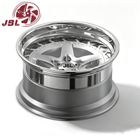 Jantes forgées deux pièces 18-26 pouces, argent brossé, 5 branches, rebord gravé riveté, en alliage d'aluminium pour tuning de berlines et coupes sportives rétro