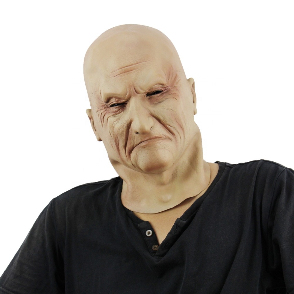 Old man realistic human mask for sale Full face latex halloween mask Novelty Costume Full Head Bald mask horror devil props