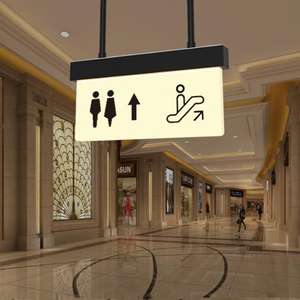 Panneaux de toilette suspendus lumineux en acrylique moderne avec guide pour hommes et femmes pour un usage commercial et des occasions d'affaires - Product Image 5