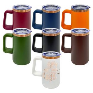 Mugs à café et bière en acier inoxydable plaqué cuivre de 20 oz avec poignée en plastique amovible, gravure laser, entrepôt USA - Product Image 1
