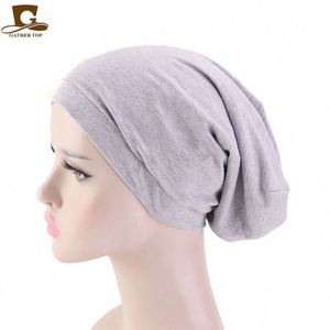 Bonnet de chimiothérapie en satin imprimé numériquement, turban musulman, hijab, bonnet de nuit à bande élastique – Vente en gros - Product Image 3