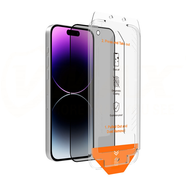 2.5D 9H Privacy Screen Protector for iPhone 14 Pro Tempered Glass Anti- Spy Anti-dust Auto Alignment Tool Easy Installation
