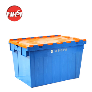 Blue Storage Moving Flip Lid Plastic Crate Stack Nesting Crate