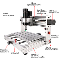 Fresadora CNC 3018 Max de Alta Potencia 500W con Husillo Único, 3 Ejes, Construcción de Aluminio, Kit de Fresadora para Madera, Motor con Rodamientos de Alta Rigidez