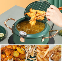 Marmite de friteuse Tempura de style japonais de 20cm, couvercle en fonte d'acier au carbone, base multicouche, design moderne