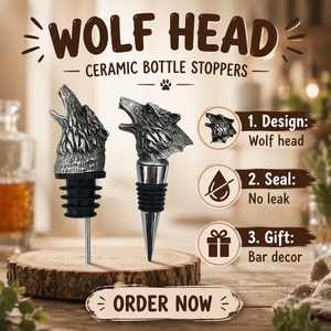 Aérateur de vin et bouchon de bouteille en forme de tête de loup, design créatif, argent et bronze antique, pour cadeau de fête ou pour le whisky - Product Image 3