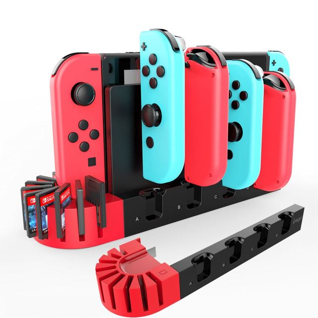 For Nintendo Switch Charger 4 Port Controller Gamepad Charging Dock Station NS Switch OLED Holder Charger 9 Game Slots