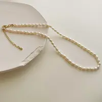 17 km — collier ras-du-cou en perles d'eau douce pour femmes, perles fines, naturelles, bijou élégant et minimaliste français, plaqué or