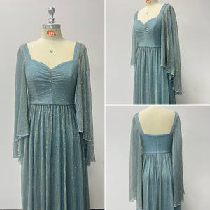 Vestidos de noche de lujo Mantón brillante Mangas Correa Sin espalda Cuello en V Forrado Fruncido Vestidos de cumpleaños Mujeres Vestidos de baile - Product Image 5