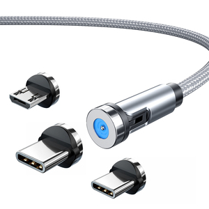 Newest USB <b>Cables</b> 540 Degree Rotating 3 In1 LED Light Mobile Phone Charger LED 3in1 Magnetic Charging <b>Cable</b> - Product Image 4