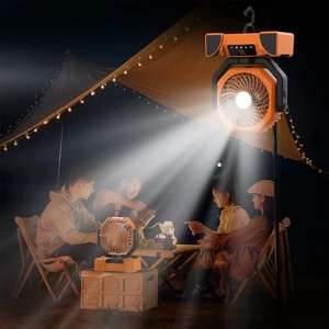 Nouveauté : Ventilateur de table pliable pour le camping, en plastique, 4 pales, écologique, avec commande tactile, USB, 20000 mAh, 15 W, lumière LED - Product Image 1
