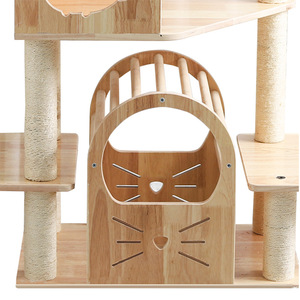 Arbre à gratter et à grimper pour chat en bois tressé multicouche, design moderne et luxueux, avec poteaux en sisal - Product Image 4