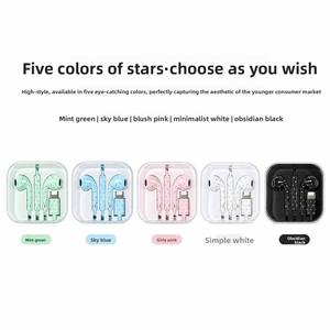 หูฟังแบบมีสาย Soyto สีเขียวมิ้นท์ พร้อมไมโครโฟน ช่องเสียบ 3.5 มม. ไดรเวอร์แบบไดนามิก ลายดาวพลาสติก สำหรับฟังเพลงและสนทนา - Product Image 2