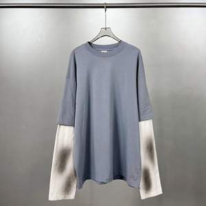 T-shirt à manches longues pour homme, style décontracté, style Wasteland, en poil de cheval, délavé, respirant, coupe ample, nouvelle collection printemps-automne 2025 - Product Image 6