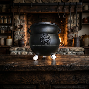 <b>Mini</b> Durable Cast Iron Cauldron Pentacle Symbol Handle All-Season Use Orthodox Incense Spells Wicca Rana Overseas Inc Prayer - Product Image 2