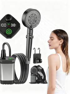 Pompa Doccia Elettrica Portatile 4500/6000/7800mAh USB con Display Digitale, Montaggio a Pavimento <span class=keywords><strong>in</strong></span> PVC, Impermeabile IPX7 per Campeggio, Arrampicata, Uso Casual - Product Image 1