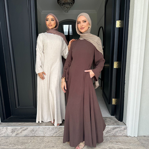 Abaya 2025 Ultima Moda con Coulisse Regolabile <span class=keywords><strong>in</strong></span> <span class=keywords><strong>Lino</strong></span> per Donne, Abiti Modesti, Abbigliamento Islamico alla Moda, Abaya Lunga Musulmana - Product Image 6