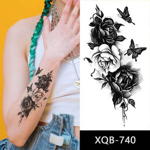 Serie XQB, venta al por mayor, Sexy, Rosa Negra, flores, hermético, multifunción, tatuaje personalizado, impermeable, tatuaje temporal, pegatinas - Product Image 5