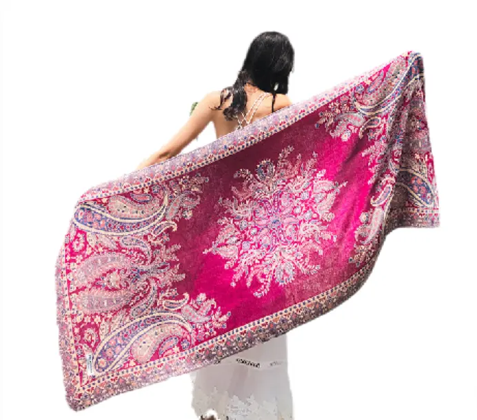 Khăn Choàng Pashmina Khăn Choàng Dài Cổ Điển Bán Sỉ Từ Nhà Sản Xuất Khăn Choàng Vải Bông Jacquard Họa Tiết Paisley Có Tua Rua