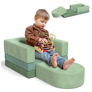 Canapé pour enfants avec ottoman en tissu, siège en mousse haute élasticité, pour chambre d'enfant, mobilier de salle de jeux, couleur personnalisable - Product Image 5