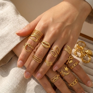 Gold Plated Titanium Steel Irregular Oil Dripping Heart Stacking <strong>Open</strong> Finger <strong>Ring</strong> for Women Trendy Fashion Jewelry - Product Image 6