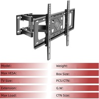 Para la mayoría de las pantallas LED LCD de 55-90 pulgadas, pantalla plana curvada, Monitor de TV de movimiento completo, soporte de rotación de extensión de brazos articulados de montaje en pared