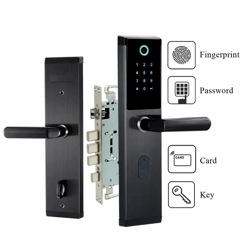 Дверной смарт-замок, цифровой, биометрический, со сканером отпечатков пальцев и RFID-картой, разблокировка ключа, 4 способа
